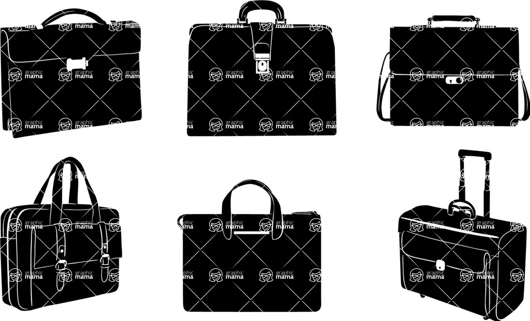 Vector silhouettes - Vector Briefcase Silhouettes Set